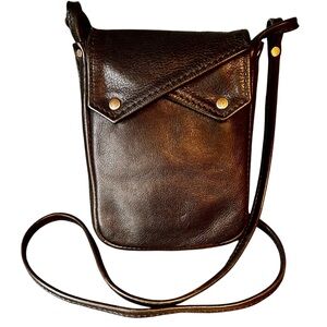 The Leather Works Organizer Purse Black Crossbody Made in USA